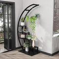 Patikuin 5-Tier Half Moon Metal Plant Stand Set of 2 – Tall Indoor & Outdoor Ladder Flower Shelf Rack with Hanging Hooks, Modern Multi-Tier Display for Living Room, Balcony & Garden