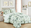 Chezmoi Collection Cristie 7-Piece Floral Bed in a Bag Full Comforter Set - Green Gray White Watercolor Floral Printed Microfiber Bedding Set