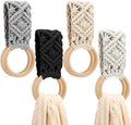 Tioncy 4 Pcs Kitchen Dish Towel Holder Mother's Day Gifts Boho Handmade Crochet Hanging Towels Loop Ring Knit Towel Hanger for Cabinet House Oven Stove Door, 4 Colors(Gray)