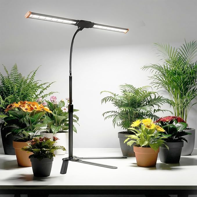 Grow Light for Indoor Plants,6000K White Sun Spectrum Growing Light Lamp with Red Blue LED for Pot Succulents Seeds, Light Strip Foldable & Height Extendable 9-25'', Auto Timer 4 8 12Hrs