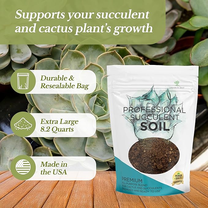 Professional Succulent Soil Mix Ready to Use Extra Large 8.2 Quarts, Premium Potting Soil for Succulents and Cactus, Fast Draining Blend Canadian Peat Coarse Sand Pinebark Indoor Made in USA