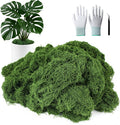 MGLIFEUL 1.125 LBS Artificial Fake Moss for Crafts Plants Indoor with Non-Stick Gloves and Tweezers，Preserved Green Plant Faux Craft Moss Musgo for Fairy Garden Outdoor Home Decorating Model Making