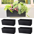 LaLaGreen Wall Planters for Outdoor (14 Inch, 4 Pack) Black Self Watering System Hanging Planter Box Flower Pot, Rectangular Wall Mount Indoor Vertical Living Garden Decoration Window Sill Herb Trendy