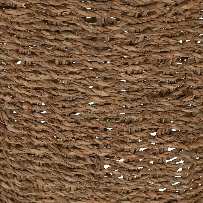 Household Essentials Seagrass Wicker Waste Basket, Handwoven Waste Bin with Metal Frame, Perfect for Bathrooms and Bedrooms,