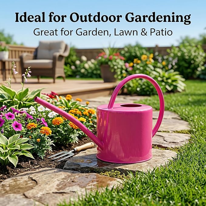 51 Ounce/1.5L Watering Can for Indoor and Outdoor Plants - Long Spout Water Can for Garden, Flower, House Plants, Decorative Watering Can(Rose)