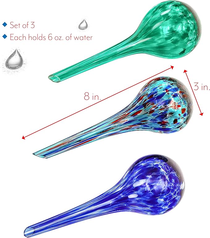 8" Aqua Glass Self Watering Globes - 3 Pack - By Trademark Innovations
