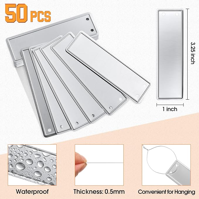 Hicarer 86 Pcs Steel Metal Stamping Set 1/8''(3mm) with Aluminum Plant Label, Steel Number and Letter Stamp Tool Kit Double Sided Write Metal Tags for DIY Making Jewelry Craft Stamping