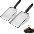 2 PCS 2-in-1 Gardening Soil Sifter Set with 2/2.8mm Mesh, Garden Sieve & Shovel Sifter Screen Potting Scoop for Sand, Dirt, Rock Compost, Stainless Steel & Ergonomic Handle