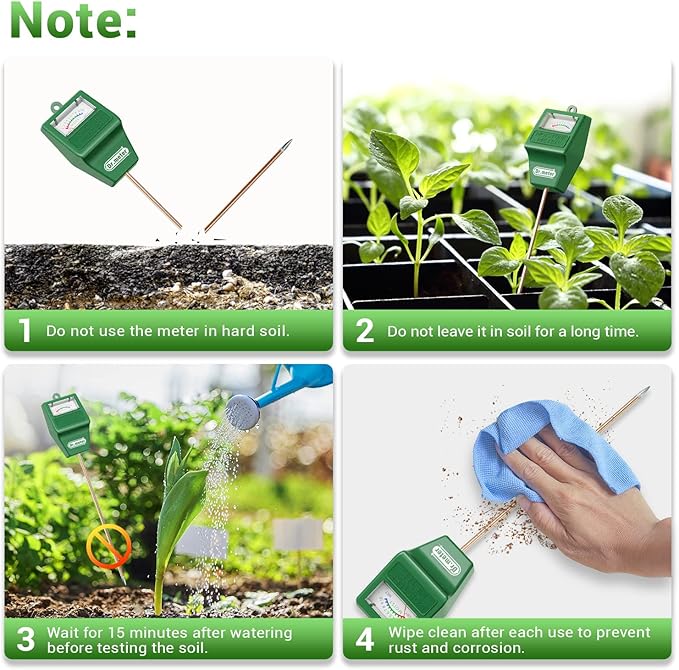 Dr.meter Soil Moisture Meter, Plant Water Meter for Garden Lawn Farm Indoor & Outdoor Use, Soil Tester Hygrometer Sensor for House Plants, Gardening Gifts, No Battery Needed