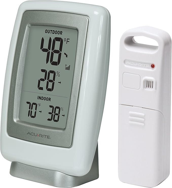 AcuRite 00611 Indoor Outdoor Thermometer with Wireless Temperature Sensor & Hygrometer White Small (Pack of 2)