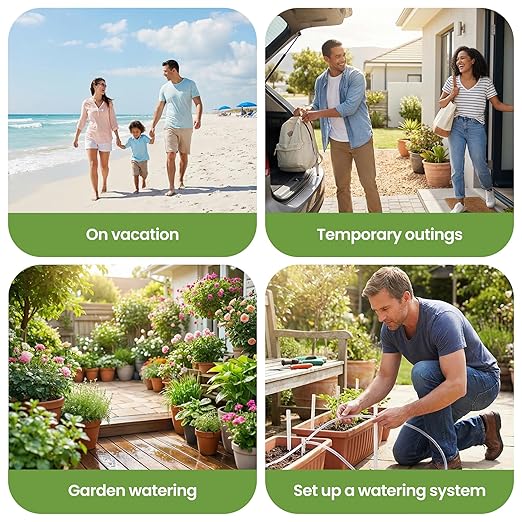 Automatic Drip Irrigation Kit, USB Rechargeable Auto Plant Watering System with Programmable Timer, Anti-Siphon Valve, DIY Irrigation System for up to 15 Outdoor/Indoor Potted Plants