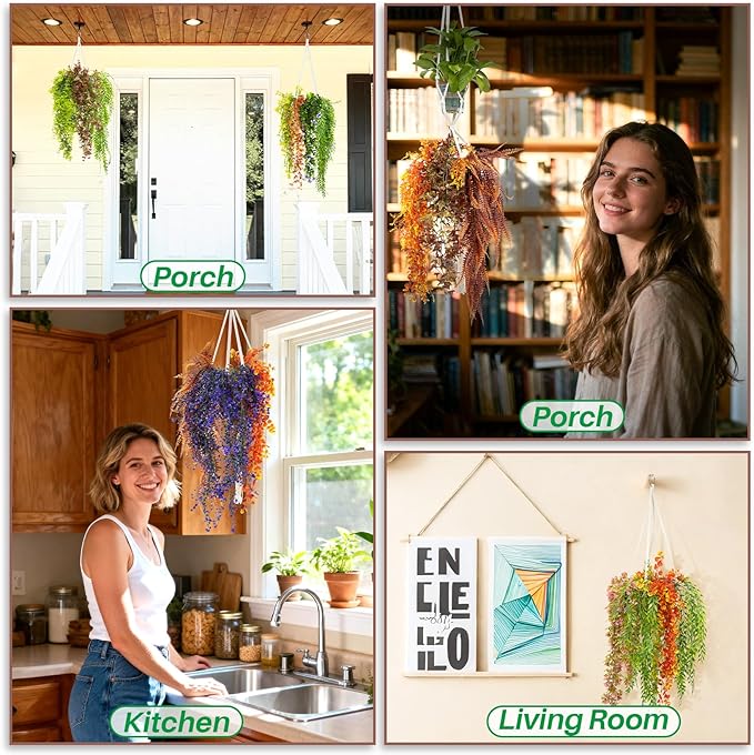RAINFLOW Macrame Plant Hanger - 5 PCS Hanging Planters for Indoor Plants Outdoor Decorative Flower Pot Holder Wall Decor Living Room Boho Home Decor Set of 5 35"/41"/55" 3 Size Pots Not Included