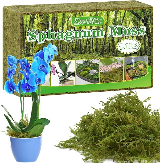 ZeeDix 1.1 lb Premium Sphagnum Moss - Orchid Moss Plant Growing Medium for Terrariums, Orchids, Carnivorous, Succulents & Reptile Habitat Substrate