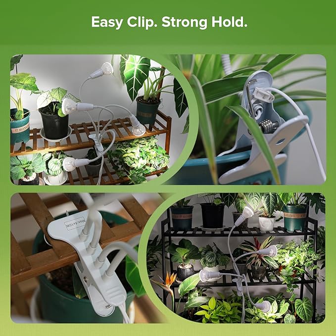 Grow Lights for Indoor Plants, LED 40 W Full Spectrum Bulb Replaceable Plant Light, 600 W Equivalent Clip on Grow Light with Optical Lens for Indoor Growing, Lifetime Free Bulb Replacement