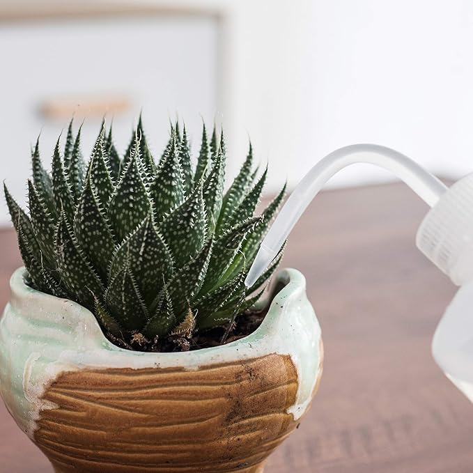 ORIMERC 2 Pack 500mL Watering Bottle with 15 feet Self Watering Wick Cord for Indoor Plants Succulent Cactus Plastic Squeeze Water Can Long Nozzle Waterer Bonsai Terrarium Orchids Seedling Lab Wash