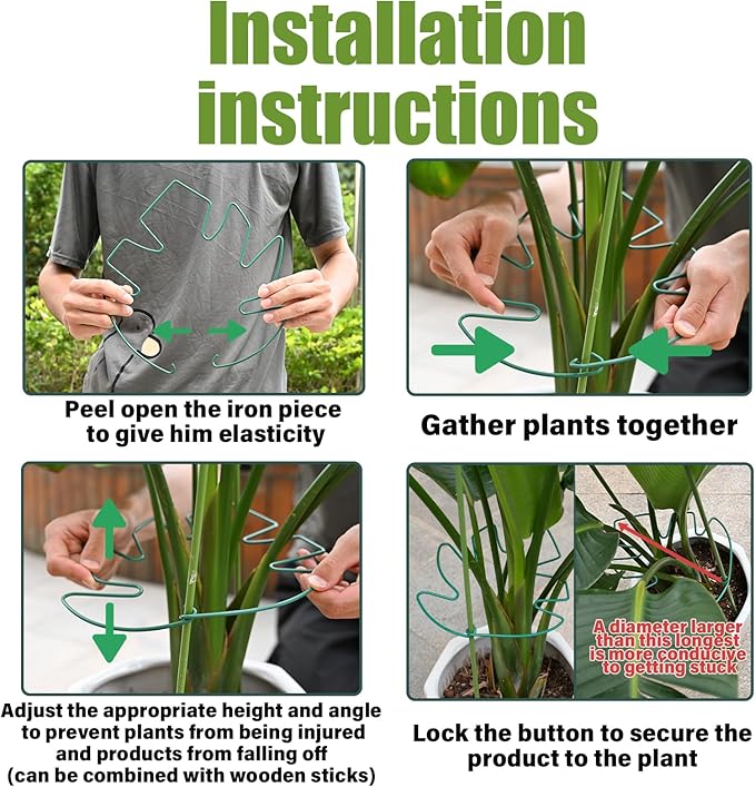 Yohsnor 5PCS Green Monstera Plant Stem Support - 11x9.4 Adjustable Fishbone Cactus Stake Holder, Durable, Sturdy Design, Easy Installation, Gentle Grip for Indoor Plants