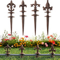 4 Pcs Antique Garden Hose Guide Spike, 13.7" Fleur De Lis Decorative Cast Iron Finial Stakes Heavy Duty Metal Plant Saver Tools Outdoor Hose Protection for Lawn Yard Patio(Rust,Assorted Styles)
