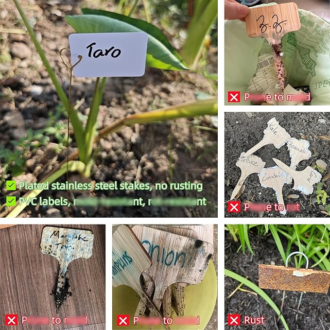 Garden Markers for Plants Outdoor - 20 Pcs 12" Metal Plant Tag Holders for Multiple-use with 40 Pcs Reusable Waterproof Labels & Marker Kit