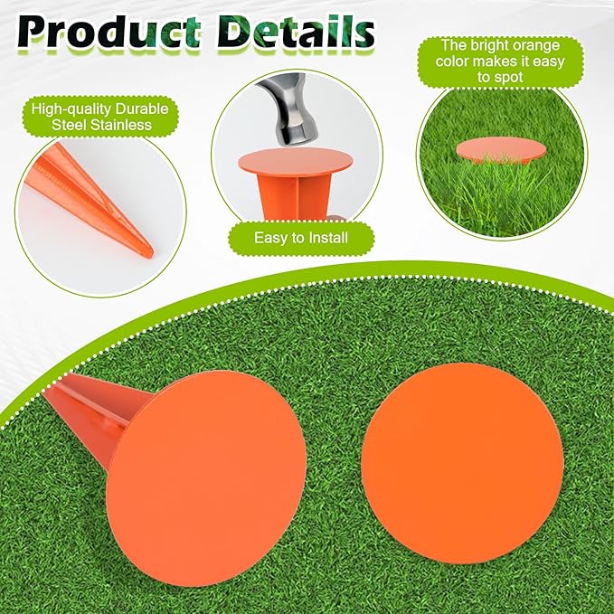 12Pack Low Profile Survey Stakes Brass Heavy Duty Survey Markers Stakes Low Profile Survey Markers Property Line Markers Property Markers for Property Line Ground Septic Tank Markers