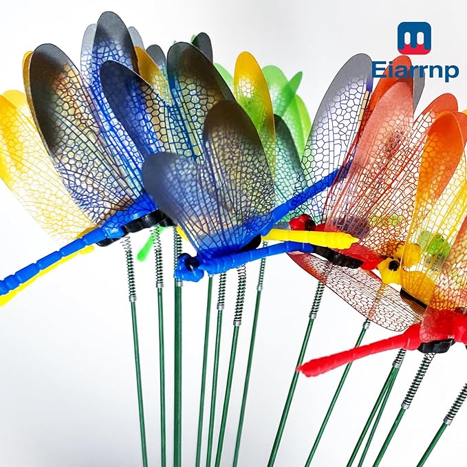 3D Decorative Dragonfly Garden Stakes Dragonflies Garden Decorations for Yard Patio Lawn Plant Flower Pot Decor, 25 Pcs