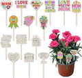 DoubleFill 15 Pcs Mother's Day Crafts Mom Plant Stakes Craft Kits Color Your Own Best Mom Plant Labels Gift DIY Unfinished Cutouts Present Tags for Mother's Day, Gardeners, Funny Gardening Gifts