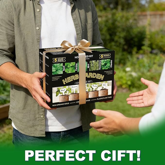 Meekear 5 Herb Indoor Starter Kit, Complete Planting Set for Kitchen Herb Garden DIY & Gift