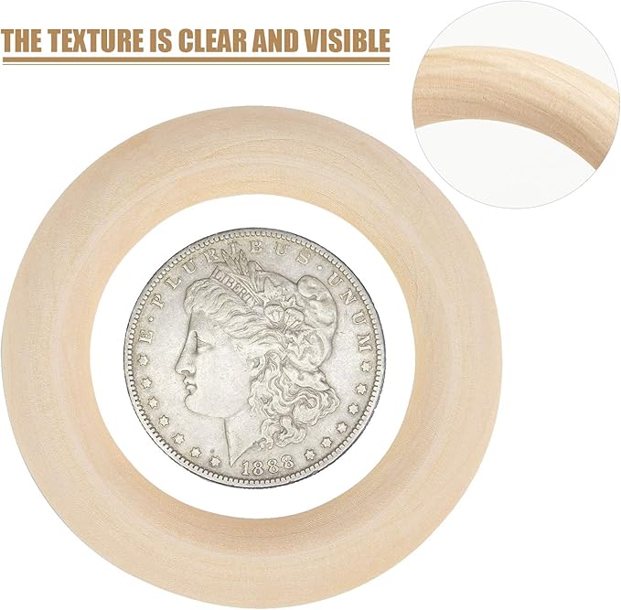 15 Pcs Macrame Wooden Rings, Natural Unfinished Solid Wood Rings for DIY Craft Pendant Connectors (55 mm)