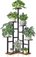 Plant Stand Indoor Outdoor, 6 Tier Tall Metal Wood Shelf Holder Display Rack Flower Pot Stand for Patio Garden Balcony Living Room Bedroom