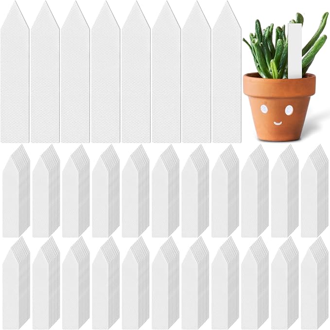 Geetery 2000 Pcs Plastic Plant Labels 4'' Garden Plant Markers Nursery Name Tags Waterproof Pot Label Stakes Planting Sticks for Seeds Summer Outdoor Indoor Garden Flowers(White)