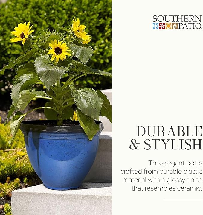 Southern Patio HDR-029755 12" Blue Hritge Planter
