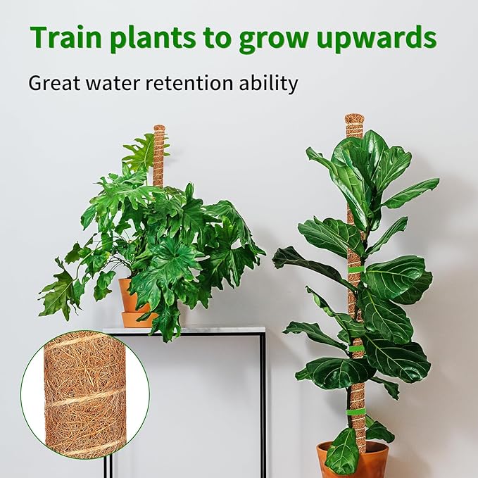 2 Pack Moss Pole, 26.8-Inch Moss Poles for Plants Monstera,Bendable Plant Support Stakes for Climbing Plants Indoor, Garden Trellis Plant Stick for Potted Plants, Pothos Philodendron