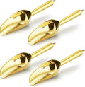 Mini Ice Scoop Set of 4, E-far 3 Ounce Gold Stainless Steel Scoops for Candy/Flour/Sugar, Small Metal Scoops for Party/Canisters Jars/Kitchen Bar/Ice Maker, Rust Proof & Dishwasher Safe