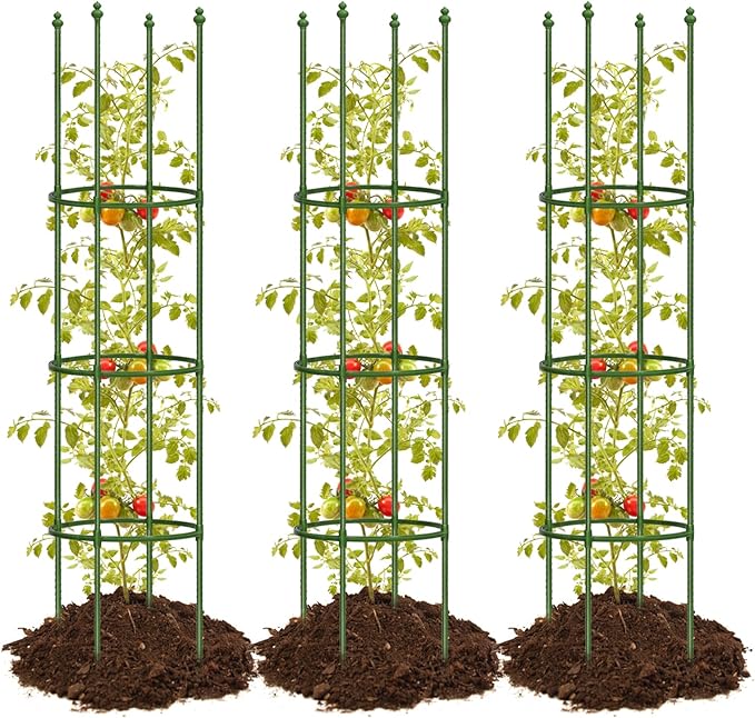 joyhalo 3 Pack Tomato Cages for Garden, 59 Inch Tomato Cage Heavy Duty, Height Adjustable Tomatoes Trellis for Climbing Plants Vegetables Flowers Cucumber Peony