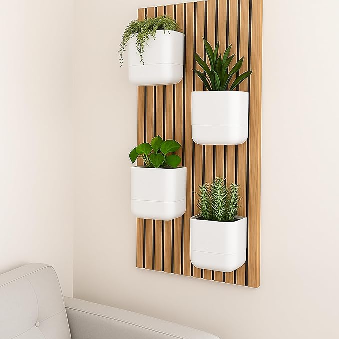 Phoenix Vine 6.5 Inch Wall Mounted Self-Watering Planter Pot for Indoor Houseplants and Herbs | Hanging Planter for Window Sills, Bathroom Walls, Home & Office Décor, White, Set of 2, 01-C-D-2