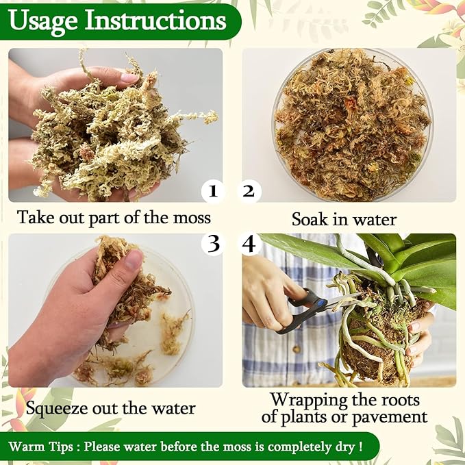 Legigo 3.3lb Natural Sphagnum Moss for Plants, 60QT Long Fiber Orchid Moss Potting Mix, Dried Sphagnum Moss for Plants Indoor, Orchid Repotting, Succulent, Carnivorous Plants, Terrarium and Reptiles