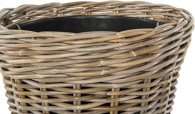 Kouboo Rattan Planter Basket with Plastic Pots Planters Flower Pots Decorative Fall planters for Front Porch Whiskey Barrel Basket Indoor Outdoor Plant Pots Large