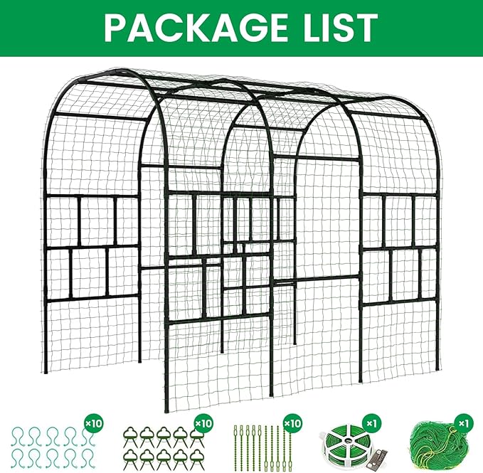 SUNYRISY 118" x 80" x 87" Extra Large Garden Arch Trellis for Climbing Plants Outdoor, Tall Archway Garden Gazebo Heavy Duty Metal Plant Support Outdoor for Grape Vine Cucumber Flower