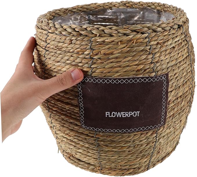 Levemolo Handwoven Rattan Planter Basket for Indoor Outdoor Plants, Large Straw Wicker Flower Pot with Natural Seagrass Weave, Decorative Plant Holder for Home Garden Balcony