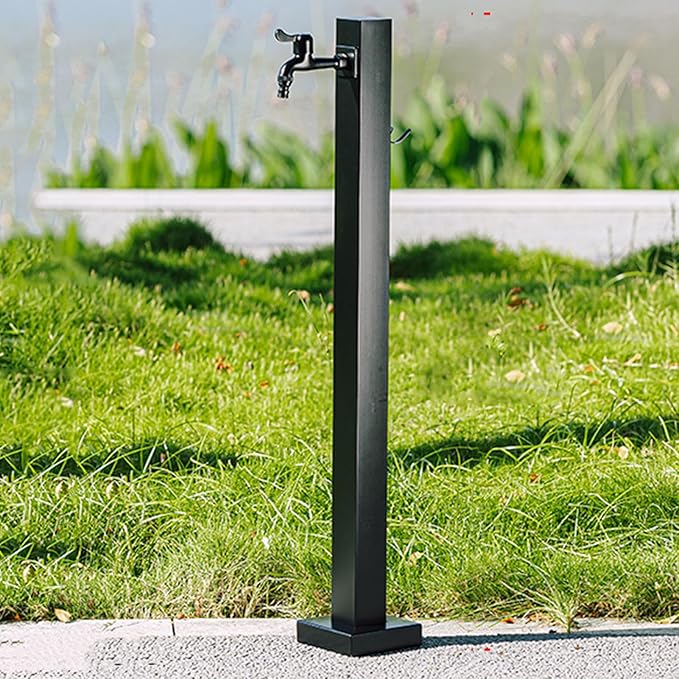 Stainless Steel Garden Water Column with Faucet, Outdoor Hose Holder Stand, 95CM Metal Water Pipe Stake, Fountain Hydrant Water Dispenser for Garden Irrigation