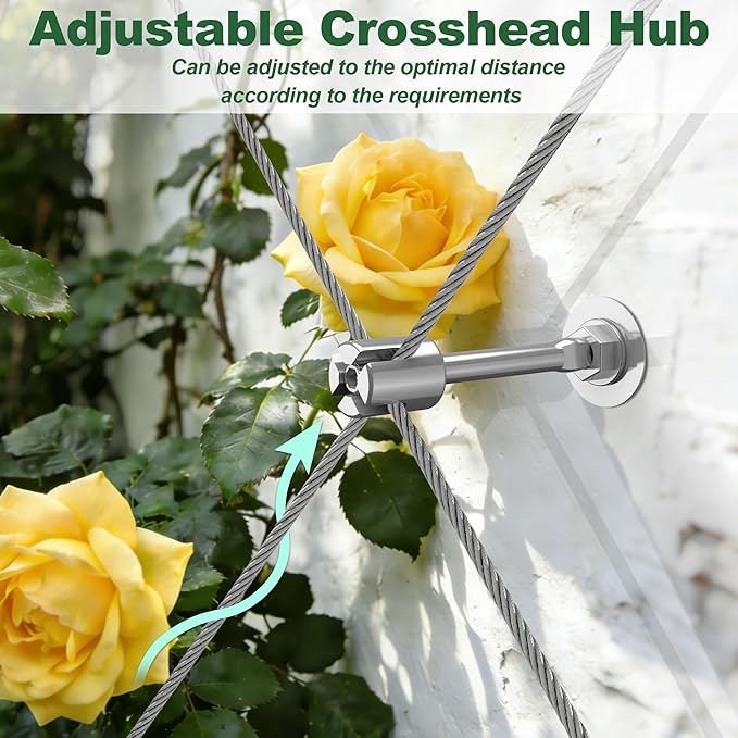 BUKLIYN 30-Set Wire Trellis for Climbing Plants Outdoor - T316 Wall Wire Trellis Kit with 5/64"(2mm) x 150ft Stainless Steel Cable