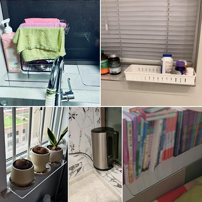 Clear Acrylic Window Sill Extender 0.16" Thick, Windowsill Extension Shelves with Double-sided Adhesive, Cat Window Perch/Plant Stand(50x30cm (19 5/8" x11 3/4"))