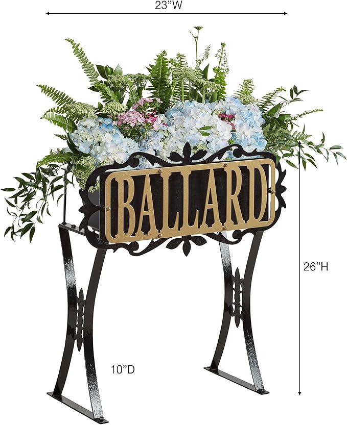 Touch of Class Floret Personalized Metal Planter Stand | Indoor, Porch, Patio, or Outdoor Use | Custom Family Last Name or House Address Numbers | Gold and Black Durable Finish | Raised Planter Stand