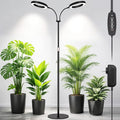 LBW Dual Head Grow Light with Stand for Indoor Plants, Full Spectrum Grow Light for Tall Plants, Adjustable Height up to 68", Auto Cycle Timer 6/8/12/16H, 5-Level Dimmable, 3 Lighting Modes, Black