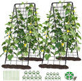 DoCred Cucumber Trellis, 59" H 2 Pack Metal Foldable Thickened A Frame Garden Trellis for Raised Bed Climbing Plants, Vegetables, Including Plant Support Clips, Twist Ties, Plastic Ties, Black