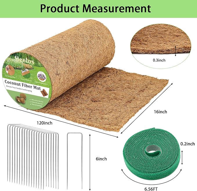 Thick Coco Fiber Liner Roll,120x16inch Natural Coconut Liners for Planter Box Flower Basket, Coco Coir Sheets Coconut Fiber Mat,Garden Decoration, DIY Moss Pole,Animal Pet Pad, Reptile Carpet