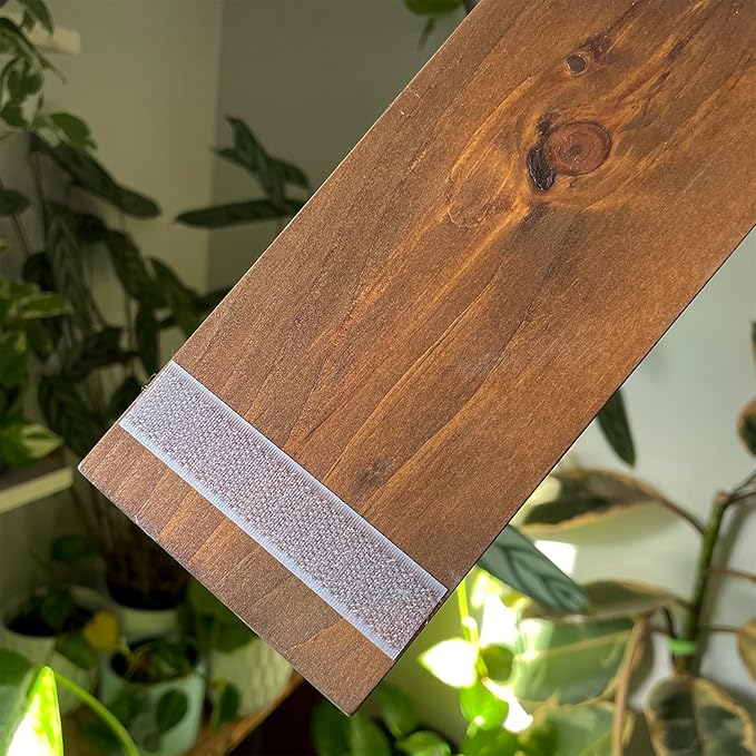 Daniel's Plants 3 Tiered Window Sill Plant Shelf (Real Wood & Glass) | Renter Friendly Window Shelves | Removable Indoor Plant Stand with Hook-and-Loop | Easy Setup | Solid Wood (Woodland Brown)