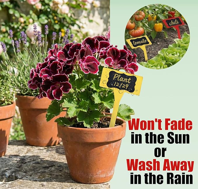 100 Pack Large 11.8" Plant Labels for Outdoor Garden Waterproof, T-Type Garden Label Stakes & Plant Tags with Black Stickers & Gold Pen, Tall Plant Markers for Outdoor Plants, Vegetables