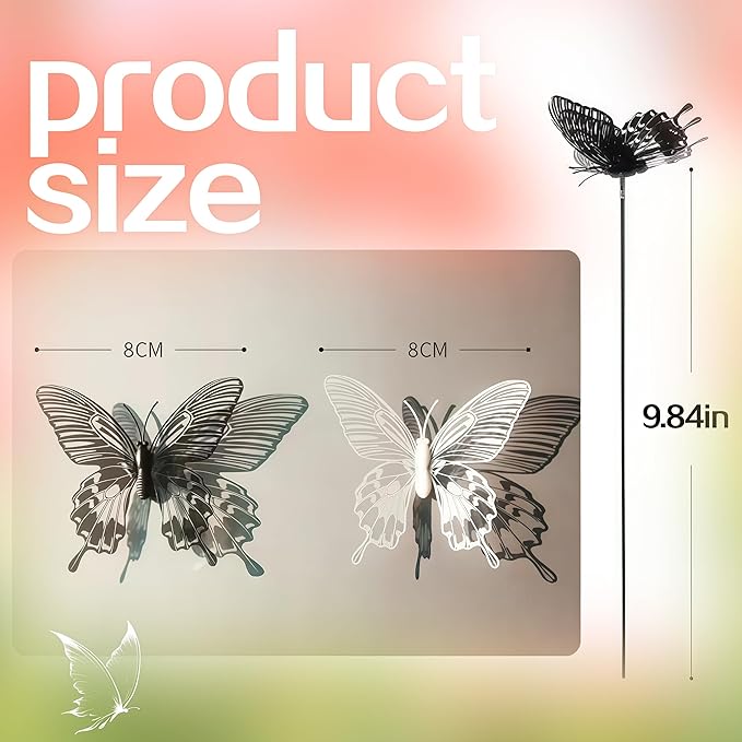 3D Butterfly Stakes,20PCS Butterfly Garden Stake Decor for Flower Bouquet Outdoor Indoor Yard Art Patio Plant Pot Flower Bed Home Décor,Butterfly Plant Stakes with Bendable Stick(Black&White)
