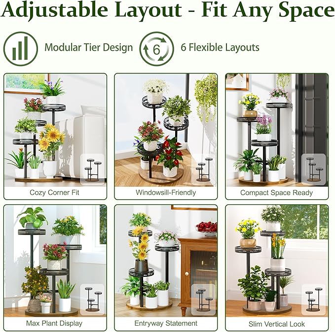 Plant Stand Indoor Outdoor 3 Tier Corner Metal Plant Shelf Tiered Flower Pot Stands for Garden Balcony Living Room