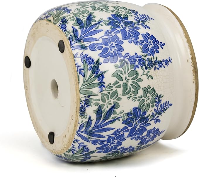 Dosayes Flower Pot,Vintage Ceramic Pot for Planter with Drainage Holes, 6.29 inch Ice Crack Glazed Small Planters Pot for Indoor,Tucan Home Decor,Gardening Gifts (Art Deco)